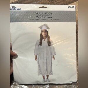 White Graduation Cap and Gown Set
